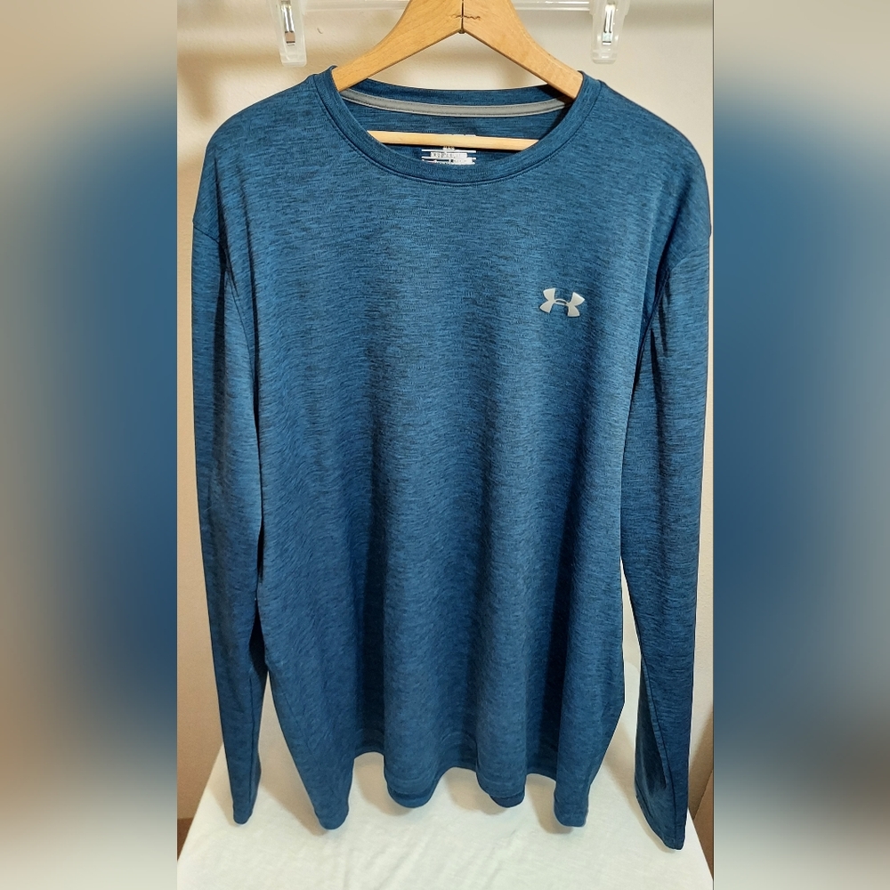 Under Armour Mens Loose Shirt XXL Blue Long Sleeve Heatgear